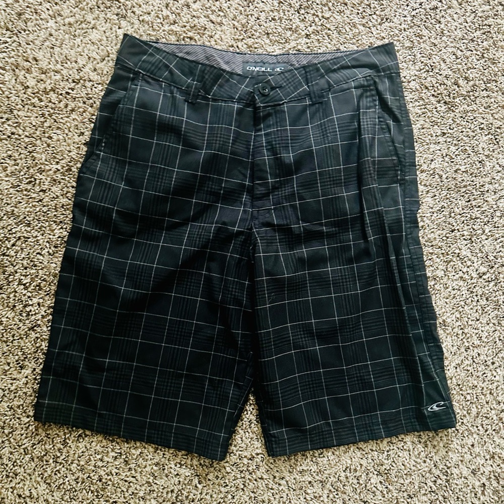 O'Neill Black Hybrid Shorts with Geometric Pattern
